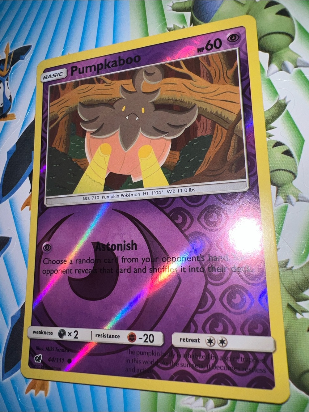 Pokemon Pumpkaboo Holographic Card - Purple & Yellow Border
